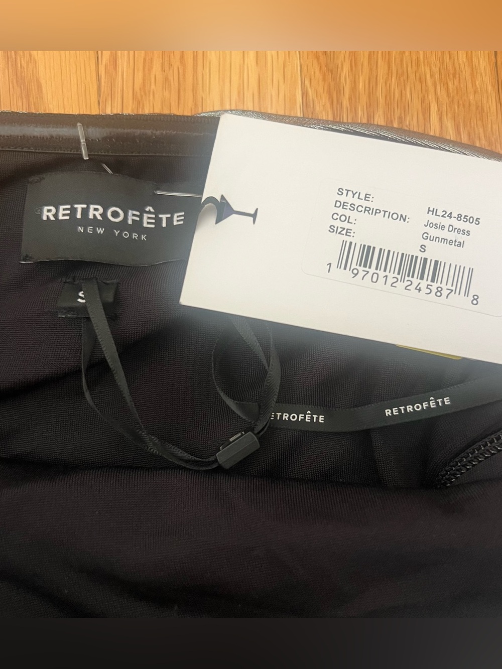 Retrofête Josie Dress in Gunmetal Silver Lame Gown with Side Slit size Small NWT - Picture 5 of 7